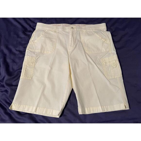 Womens Bermuda Shorts Sz 12 Gloria Vanderbilt Yellow Denim Jean Vintage Stretch - Picture 2 of 8